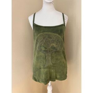 Mountain Girl Tie Dye Green Celtic Tree of Life Cami Tank Top Large
